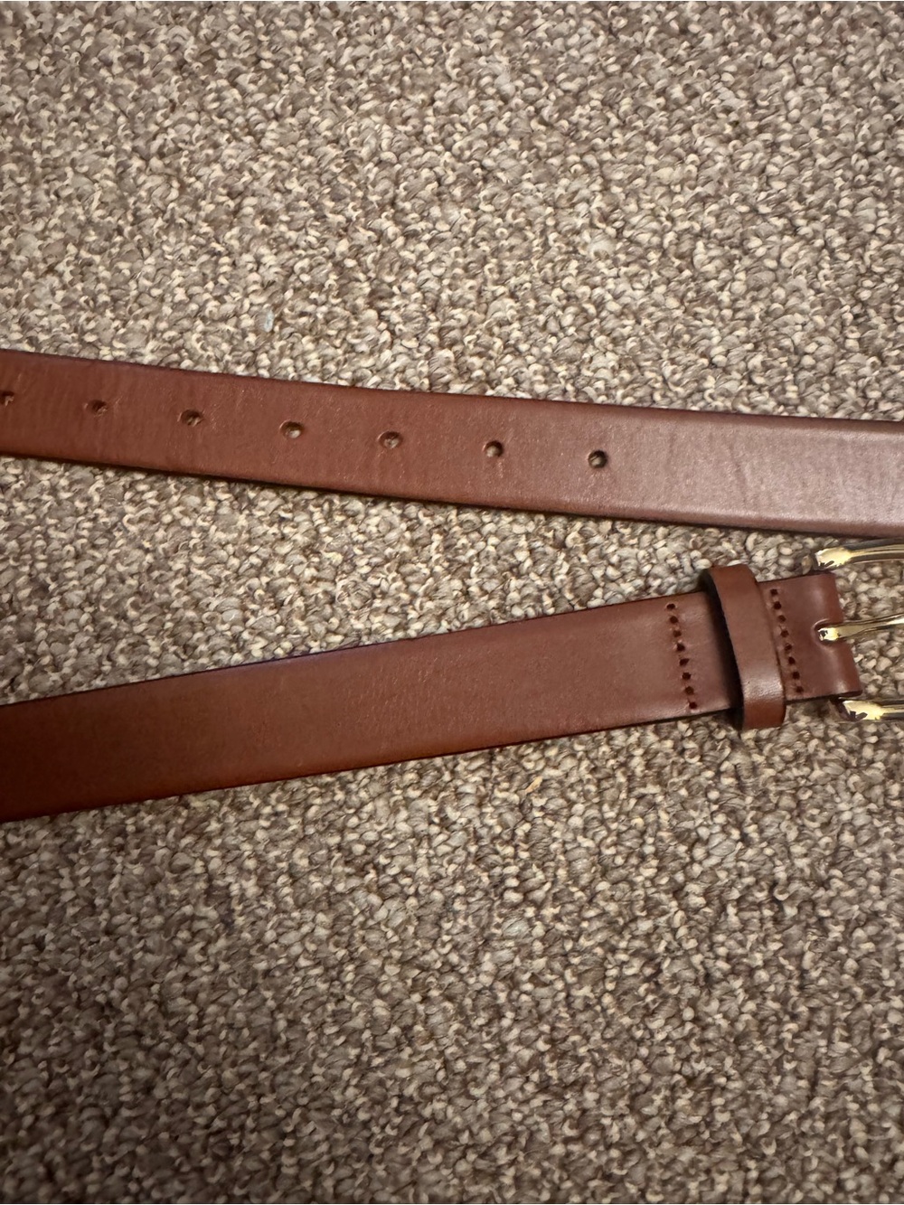J. Crew Brown Leather Belt with Gold-Tone Buckle